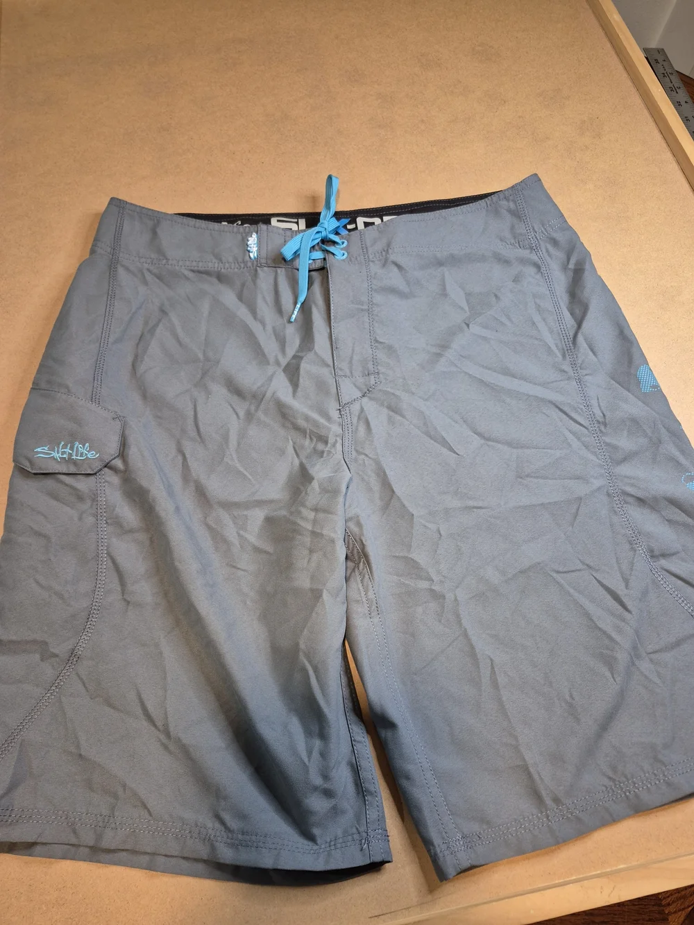 Salt Life Grey Boardshorts with Teal Drawstring 4563/7